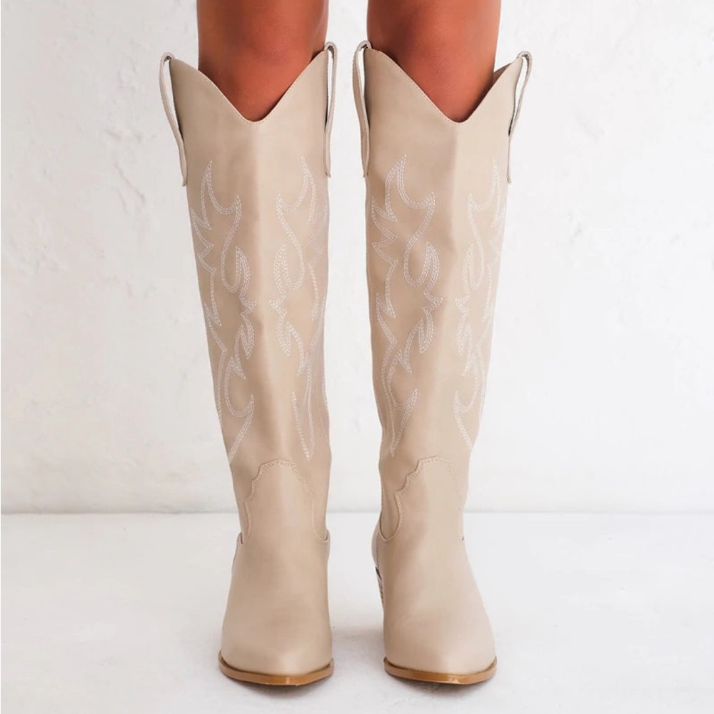 Urson Cowboy Boots Light Taupe - Picture 4 of 11